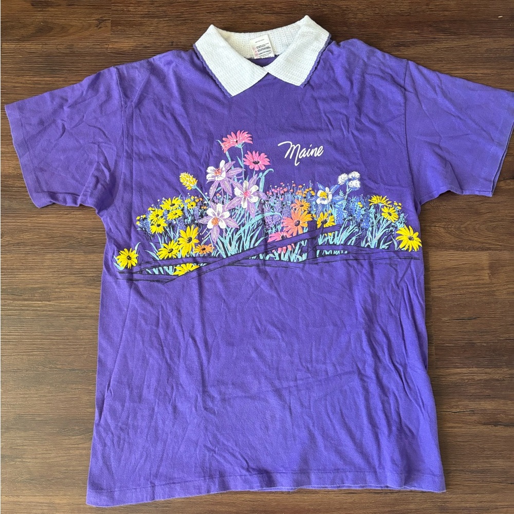 Vintage 1990 Maine Flower Short with Collar Purple